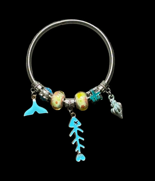 Down By The Sea Silver Charm Bracelet for Girls