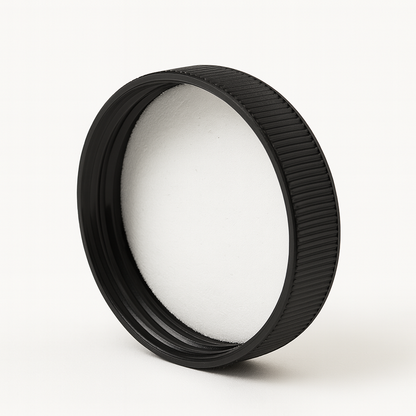 Black Ribbed Lined 58/400 Lids — 25, 50, 100 Packs